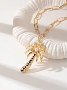 1 Pc Beach Style Shell Starfish Necklace Coconut Palm Tree Pendant Necklaces Vacation Style Summer Boho Jewelry For Women - Multicolor - View 2