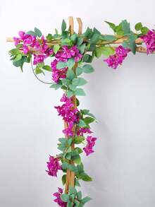 1/2 piezas Planta artificial de Buganvilla con hoja de ciruelo verde, enredadera de seda utilizada para decoración de habitación, aniversario, boda, cumpleaños, arco de pared, decoración del hogar - XLK-25 Buganvilla de hoja de rosa - Ver 4