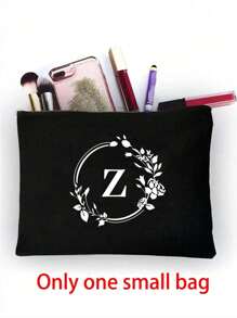 1/2 pezzi Borsa shopping tela con stampa lettere iniziali dalla A alla Z, con borsa portaoggetti cosmetici inclusa, borsa personalizzata, grande capacità, adatto per matrimoni, compleanni, spiaggia, vacanze, scuola, ottimo regalo per donne, mamme, insegnanti, amiche, damigelle d'onore, studenti, borsa grande. Borsa casual capiente e portatile, adatta per lo shopping multifunzionale