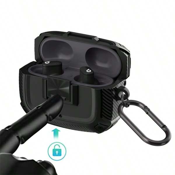 2pcs Carbon Fiber Bluetooth Headphone Case For Studio Buds+, New Version Protective TPU Case With Sports Clip