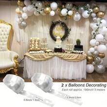 2pcs/Set 5m Double Hole Balloon Chains, Wedding/Birthday Backdrop Wall Decor Balloon & Firecracker Linking Strings