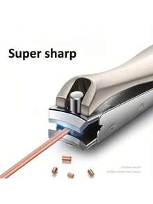 1件装指甲钳不锈钢防溅指甲刀美甲工具仿生设计指甲修剪器修脚剪 - 銀色 - 查看 2