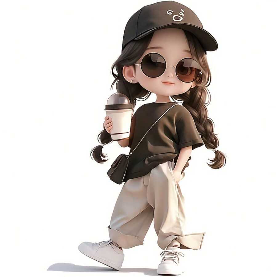 1/2/3pcs Casual Style Girl With Coffee Application Heat Transfer Stickers - DIY Iron-On, Machine Washable, Multipurpose For T-Shirts, Hoodies, Pillows, Jeans, Bags - Plastic Material