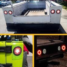 2/4x Red/White 4inch Round 16 LED Truck Trailer Brake Stop Turn Signal Tail Lights - Red and White - View 11