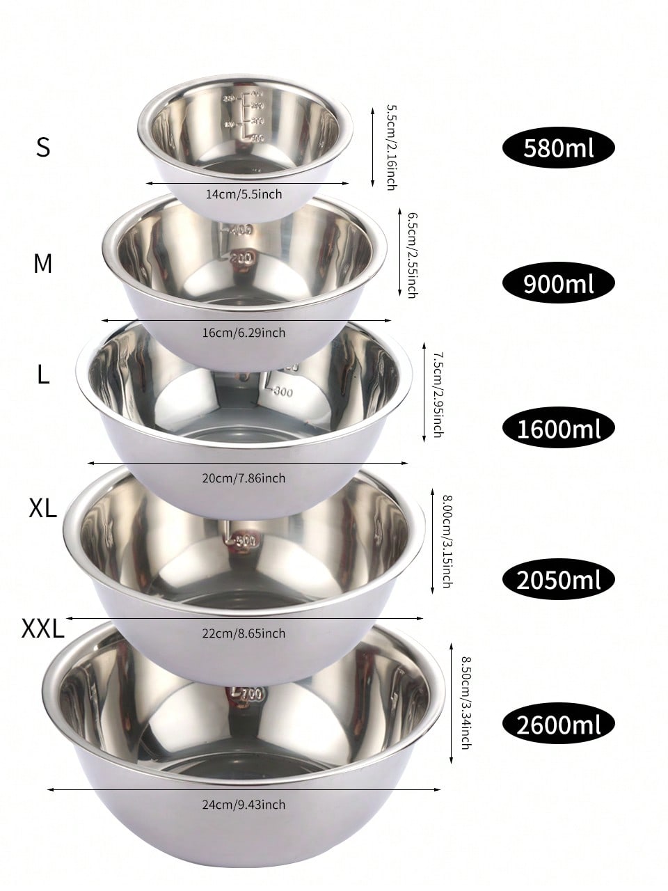 مجموعة أوعية خلط من الفولاذ المقاوم للصدأ، لتخزين...