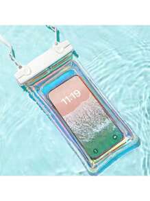1 pièce Sac de téléphone étanche à l'épreuve des chutes avec airbag laser. Sac de téléphone étanche pour la plongée, la natation et les activités de plein air. Étui de téléphone tactile transparent. Accessoires de plage, accessoires de voyage, essentiels de plage, flotteur de piscine