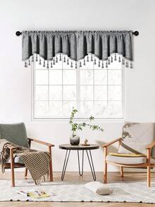 1pc Silver Gray S-Shaped Short Valance Curtain, Simple European Style Window Curtain, Room Divider Applicable For Living Room, Bedroom, Window, Cabinet And Door Decoration - Silver Gray - View 14