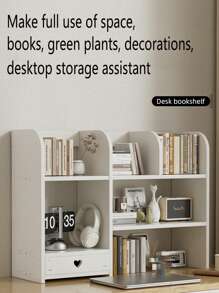 1pc Simple Assembly Drawer Bookshelf Desktop Storage Rack, Multi-Layer Shelf For Bedroom, Office, Living Room, Easy Assemble Bookcase Storage Rack