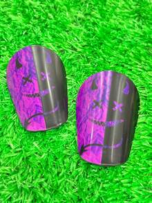 1pair Of Football Mini Leg Guards, High-Quality Thickened Layout, Ultra Light Mini, Football Small Shin Guards, Calf Guards - Purple - View 2