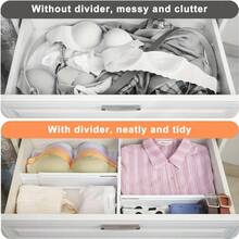 8pcs Adjustable Plastic Kitchen Drawer Dividers, Suitable For Cosmetics, Clothing, Bedroom, Bathroom, Fridge And Office Storage, Height 3.35 Inch, Comes With Reusable Adhesive Strips - 彩色 - 查看 4