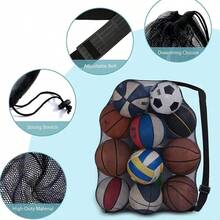 1pc Large Capacity Football, Basketball Drawstring Storage Bag, Tennis, Volleyball Equipment Collection Bag, Shoulder Strap Easy To Carry