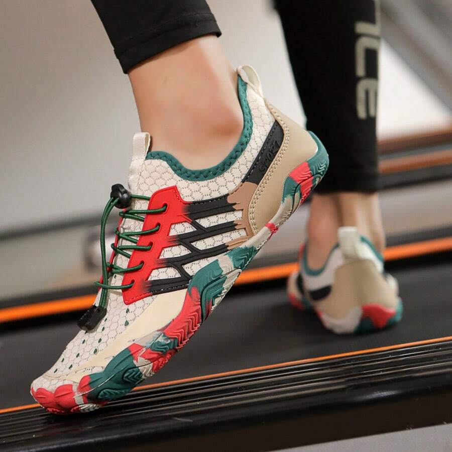 1 双男女款户外运动沙滩涉水鞋，适合水上运动、休闲健身瑜伽、彩色拼接低帮系带透气五指鞋，运动训练风格，适合健身瑜伽户外活动，网眼休闲训练鞋