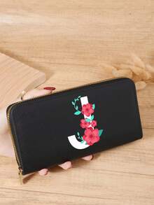 Burgundy Bag Charry Red Bag Wine Red Bag, A-Z Letter Print Fold Over Long Wallet Women Fashion Modern Business Slim Portable Versatile Large Capacity Credit Card Zipper ID Card Money Cash Storage Business Casual Perfect School College Work Business Commute Teachers' Day Back To School Holiday Office For Birthday Gift On Valentine Day Lady Female Women White-Collar Workers College Student,Bag School Supplies For School Dorm Room & Back To School - Burgundy - View 63