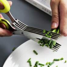 1 pièce Ciseaux de cuisine en acier inoxydable à 5 couches - idéal pour hacher les oignons, les légumes, les herbes et les épices - outil de cuisine indispensable