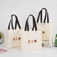 12pcs/Cartoon Cute Bear Tote Bag Clothing Store Non Woven Bag Shopping Gift Shopping Bag Summer Cooling,Beach,Travel