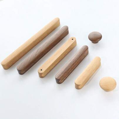 Cabinet Door Wooden Handle Cabinet Wardrobe Door Handle Bow Shaped Handle Beech Black Walnut Drawer Wooden Wardrobe Pull