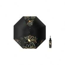 1 pieza Paraguas elegante y compacto de resina negra, resistente al viento y de doble uso contra el sol y la lluvia para mujer, regalo de verano para refrescarse, playa y viaje