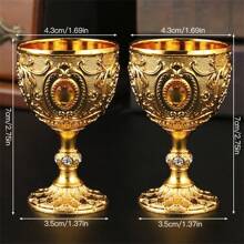1pc European Vintage Faux Gemstone Metal Goblet, Suitable For Wedding Anniversary, Drinking Red Wine, White Wine, Champagne, Wine, Spirits