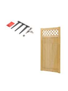 LIVINGANDHOME Living And Home Diyspace Premium Rhombus Wooden Garden Gate - Rustic Slatted Design With Lattice Top (90cm Wide, 4 Height Options) - Natural 90cm W X 2.3cm D X 180cm H - View 9