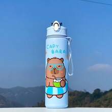 Bouteille d'eau de sport dauphin avec paille - Design mignon de dessin animé d'animal, matériau en PC violet, sans fuite et portable, convient pour l'école, les activités de plein air et les voyages, ustensiles de boisson de plein air | Design d'animal fantaisiste | Structure en polycarbonate, bouteille d'eau mignonne