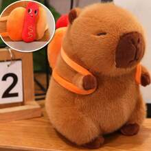 1 szt. pluszowa lalka z popcornem, frytkami i kapibarą, prezent świąteczny dla przyjaciół, prezent z kapibarą na zakończenie studiów doktoranckich, lalka z kapibarą w formie ciasta i deseru, dekoracja z dyni i nietoperza na Halloween