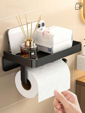 1pc Bathroom Storage Rack, Toilet Paper Holder, Towel Holder, Organizer Shelves, Bathroom Accessories, Suitable For Indoor Shower, Bathroom, Kitchen, Bedroom Bathroom Decor Fall Decor