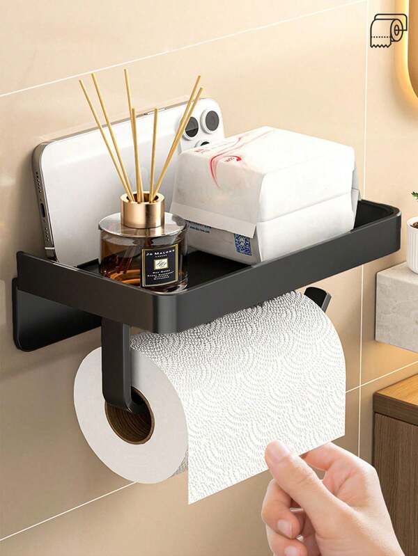 1pc Bathroom Storage Rack, Toilet Paper Holder, Towel Holder, Organizer Shelves, Bathroom Accessories, Suitable For Indoor Shower, Bathroom, Kitchen, Bedroom Bathroom Decor Fall Decor