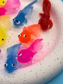 Jouet flottant en silicone de 4,5 cm, en forme de poisson rouge à longue queue, jouet de natation d'été