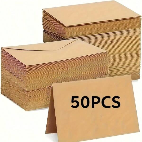 50/100 premium kraftpapier enveloppen, met kleefsluiting, geschikt voor bruiloften, verlovingen, Kerstmis, jubilea, afstudeeruitnodigingen en kaartopslag, elegante enveloppen in Europese stijl voor de start van het schooljaar