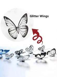 18 piezas/36 piezas/72 piezas Decoración de pared con mariposas 3D realistas en blanco y negro, decoración interior creativa para el hogar, decoración de jardín exterior - Blanco y Negro - Ver 9