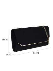 Girly Handbags Womens Plain Faux Suede Clutch Bag - Black - View 3