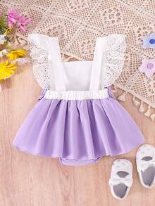 Baby Girls' Cute Ruffled Bodysuit, Lightweight Summer - Purple - View 2