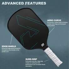 Paddle da pickleball approvato dall'USAPA in fibra di carbonio T700 nera, con anima in nido d'ape in polipropilene da 16 mm e superficie ruvida
