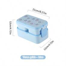 1件学生卡通双层午餐盒，适合上班族，便携式微波炉加热便当盒，水果午餐盒，学校用品 - 彩色 - 查看 18