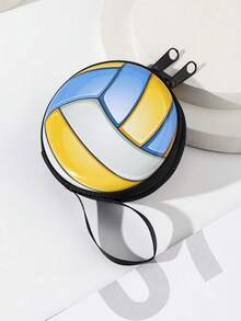 卡通圆形拉链钥匙扣零钱包 3D运动球造型收纳盒 篮球、足球、排球零钱包 运动赛事礼物 可爱个性化 男女通用 多功能钱包 迷你钱包