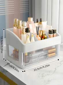 1pc Multilayer Clear Makeup Storage Box With Drawers, Vanity Countertops And Makeup Storage For Bathroom Vanity, Lipstick Brush Skin Care Beauty Rack