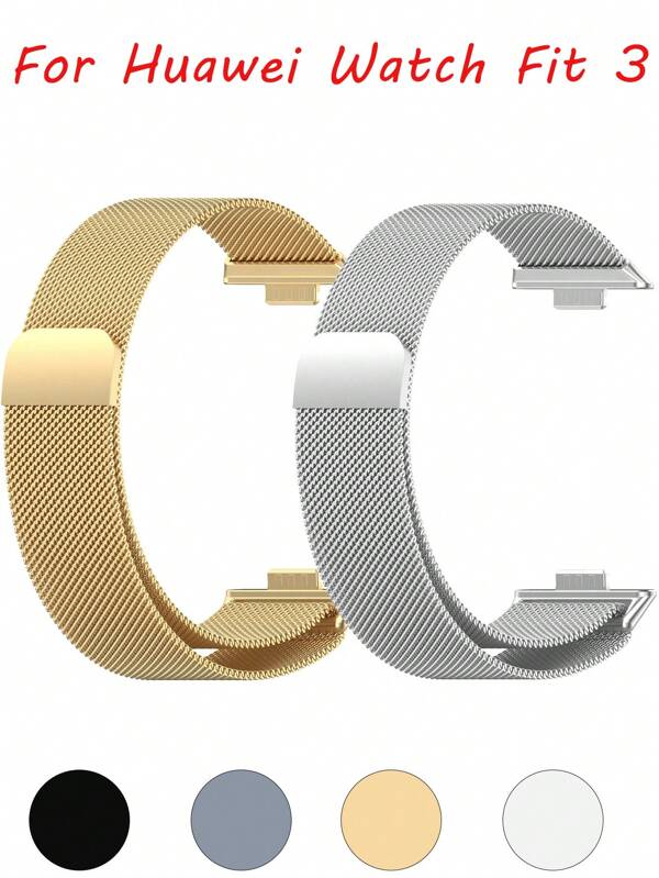 Pulseira Milanesa de Aço Inoxidável para Relógio Hua Wei Fit 3, Pulseira de Metal de Aço Inoxidável Resistente com Fivela Magnética para Smartwatch Hua Wei Fit 3 e Outros Acessórios para Homens e Mulheres