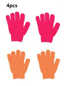 Guantes exfoliantes de ducha, guantes exfoliantes de doble cara, guantes exfoliantes de ducha, guantes para frotar el Body, herramienta de limpieza corporal exfoliante, toalla de baño larga con tira elástica para el dorso, de nailon reforzado, toalla de baño exfoliante doméstica para un fuerte frotado de espalda