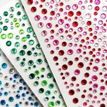Nayiben 3 piezas de pegatinas de strass rosa, azul y verde, decoración de fiesta, pegatinas de maquillaje 3D para el cabello, la cara, las uñas, regalo de vuelta al colegio
