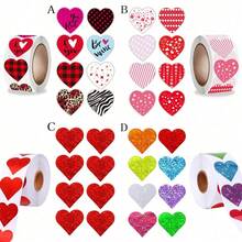 1卷/5卷创意心形婚礼礼物装饰贴纸，适用于情人节婚礼生日派对DIY礼品包装标签贴纸