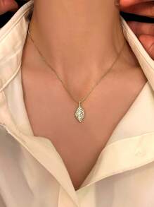 1 pieza Collar con colgante de hoja de plata de ley 925, collar de cadena delicado con diseño único estilo Mori minimalista, regalo para mujeres