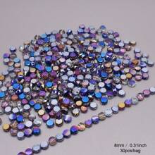 Mixed Color 30pcs 8mm/Bag Flat Round Faceted Glass Beads AB Color Disc-Shaped Glass Loose Beads For Jewelry Making DIY Bracelet Earring