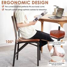 VECELO 4-Pack PU Leather Folding Chairs - Dining Chair,300lb Capacity, Padded Seat, Space Saving Foldable Design,Brown - 棕色 - 查看 5