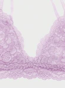 Ropa interior femenina lencería nupcial ultradelgada para la temporada navideña, sujetador floral para pechos pequeños con encaje, bralette, sujetador superior suave y sin costuras, lencería sexy color violeta