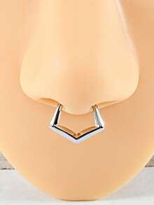 1 件朋克不对称几何鼻中隔不锈钢 16G 简约鼻唇软骨耳钉耳环女士礼物 - 1件鼻環 - 查看 3