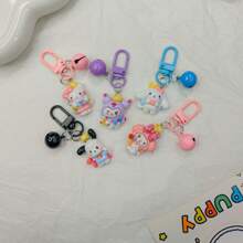 Sanrio 5 Pieces Sanrio Cream Keychain Pendants - New Black Beauty, Melody Cinnamon Dog HelloKT Keychain, Cartoon Character Pendant, Multi-Color Design, Plastic Structure And Easy-To-Install Keychain, Very Suitable For DIY Gifts
