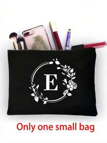 1/2 pezzi Borsa shopping tela con stampa lettere iniziali dalla A alla Z, con borsa portaoggetti cosmetici inclusa, borsa personalizzata, grande capacità, adatto per matrimoni, compleanni, spiaggia, vacanze, scuola, ottimo regalo per donne, mamme, insegnanti, amiche, damigelle d'onore, studenti, borsa grande. Borsa casual capiente e portatile, adatta per lo shopping multifunzionale