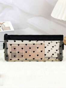 1PC Black Mesh Love Transparent Makeup Brush Lipstick Makeup Storage Bag - Multicolor - View 9