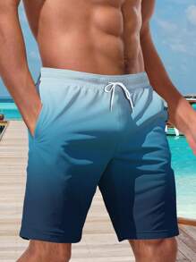 Plus Size Men's Hawaiian Style 3D Print Casual Beach Shorts - Quick Drying, Drawstring Waistband, Perfect For Summer Outings