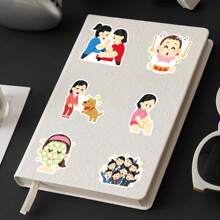 50pcs Cartoon Anime Japanese Cute Character Expressions Sticker Pack, Abstract & Whimsical Decorative Stickers For Laptop, Tablet Room Decor Wall Decor Wall Sticker Personalised Stickers
